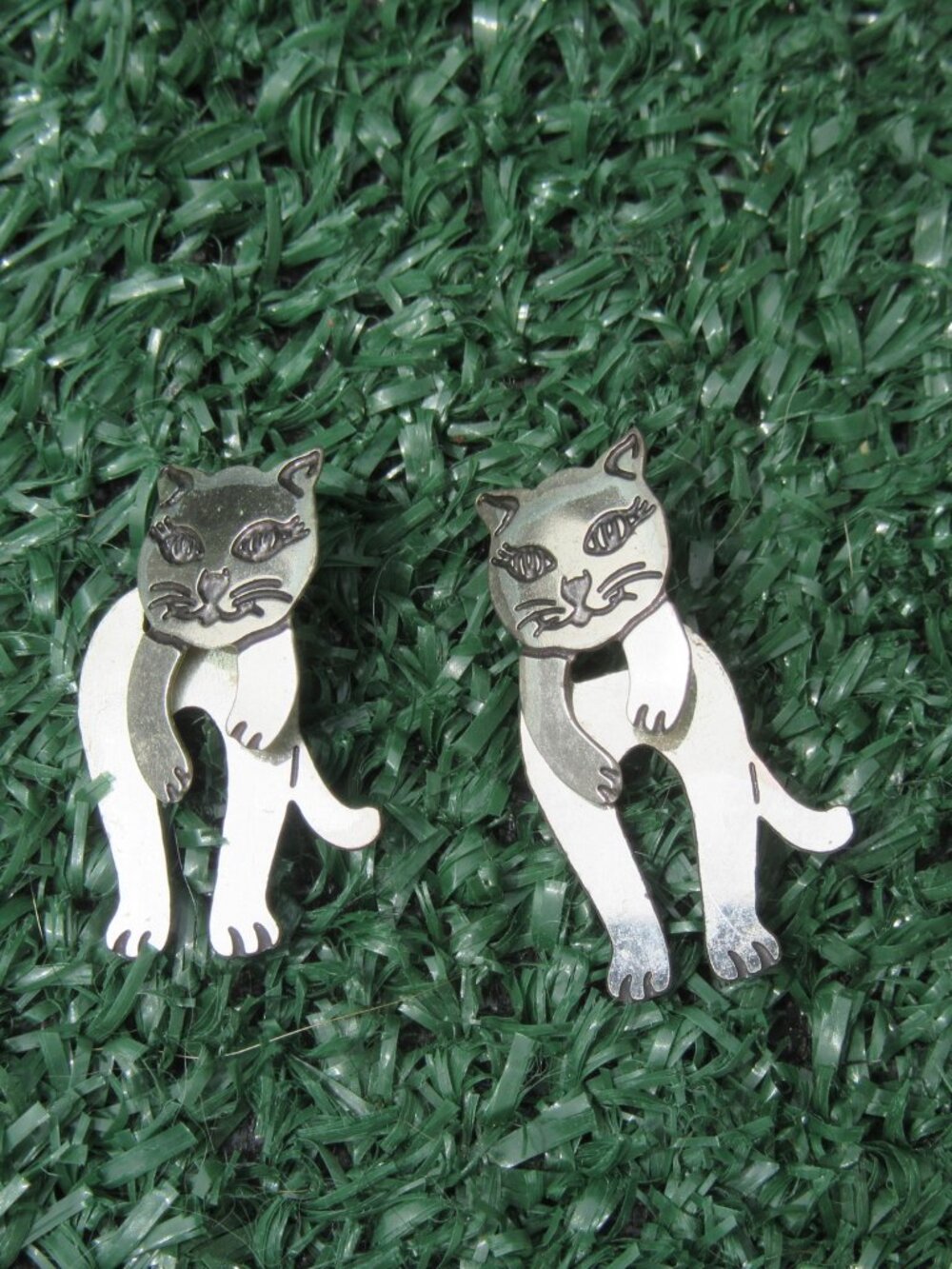 Cellini Sterling Silver STG 925 Cat Stud Earrings